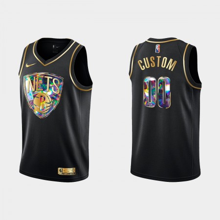 Maillot Basket Brooklyn Nets Personnalisé Nike 2021-22 Noir Golden Edition 75th Anniversary Diamond Swingman - Homme